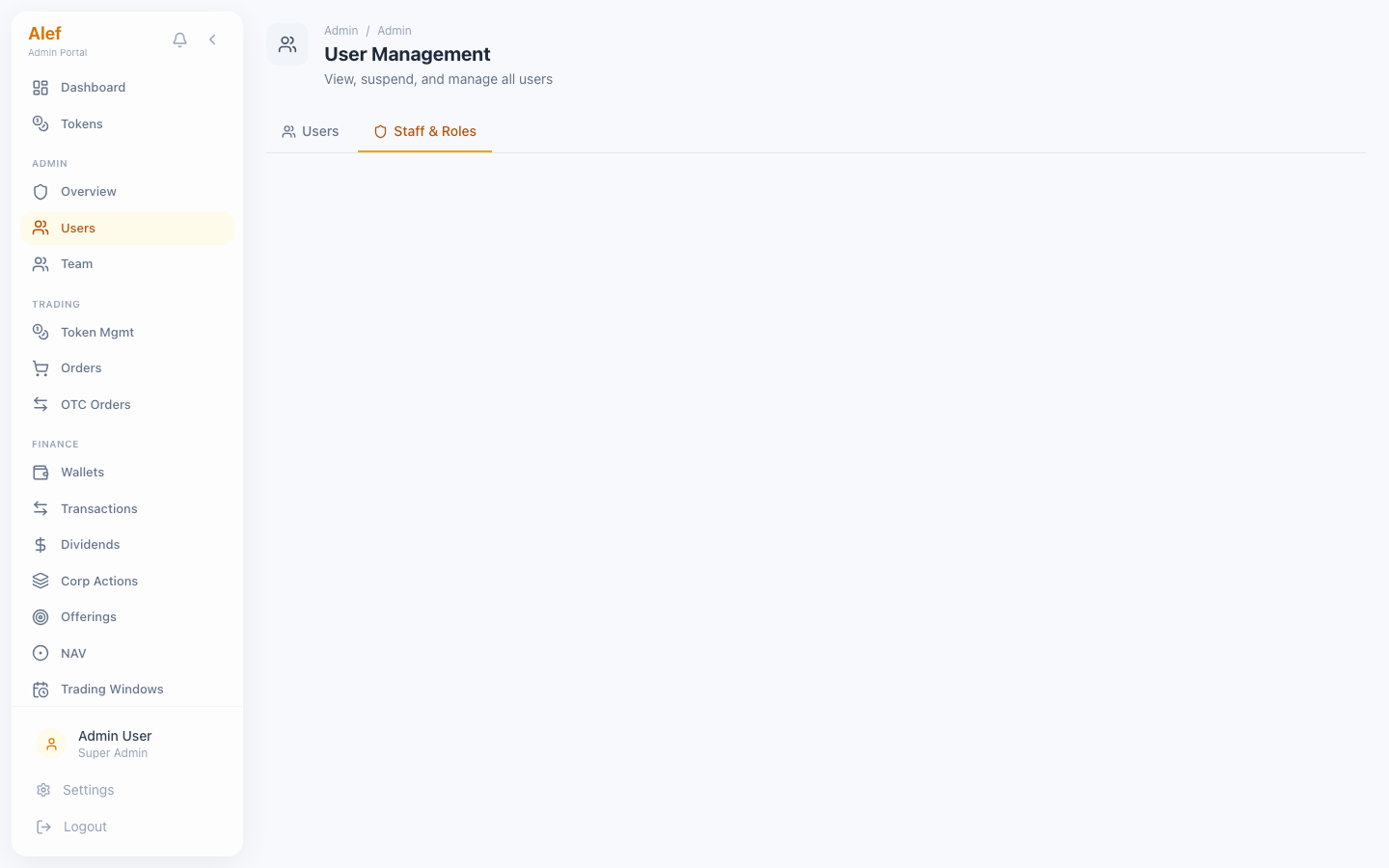 Users — Staff & Roles Tab
